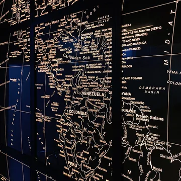 Interior map: 6x4 foot map of the Americas