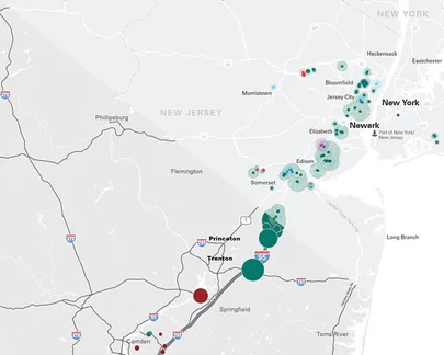 Example map of sites in central New Jersey